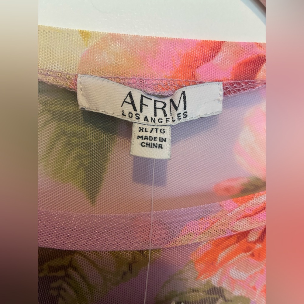 AFRM Pink Sheer Floral Long-Sleeve Top - Picture 4 of 6